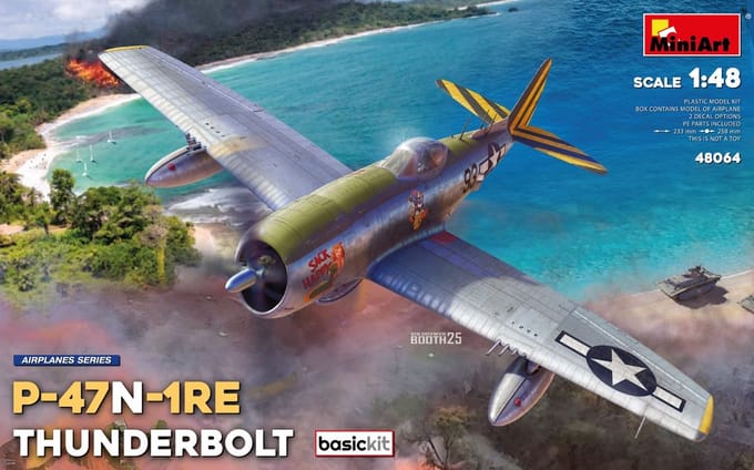 MiniArt Modelbouwpakket Vliegtuigen - 48064 Republic P-47N-1RE Thunderbolt WWII - Basic Kit - Amerikaans Propellervliegtuig Plastic - 1:48 - Modelbouw