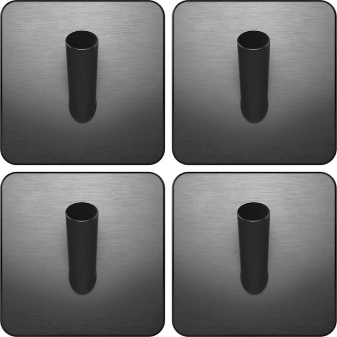 EAVY - Set van 4 Zelfklevende handdoekhaakjes RVS - Gunmetal
