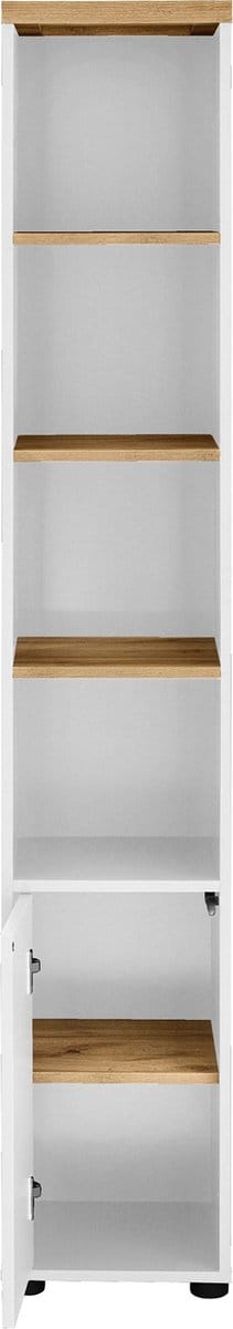 Thessa-Kast - 1-deur 3-planken - Wit/Eikenlook