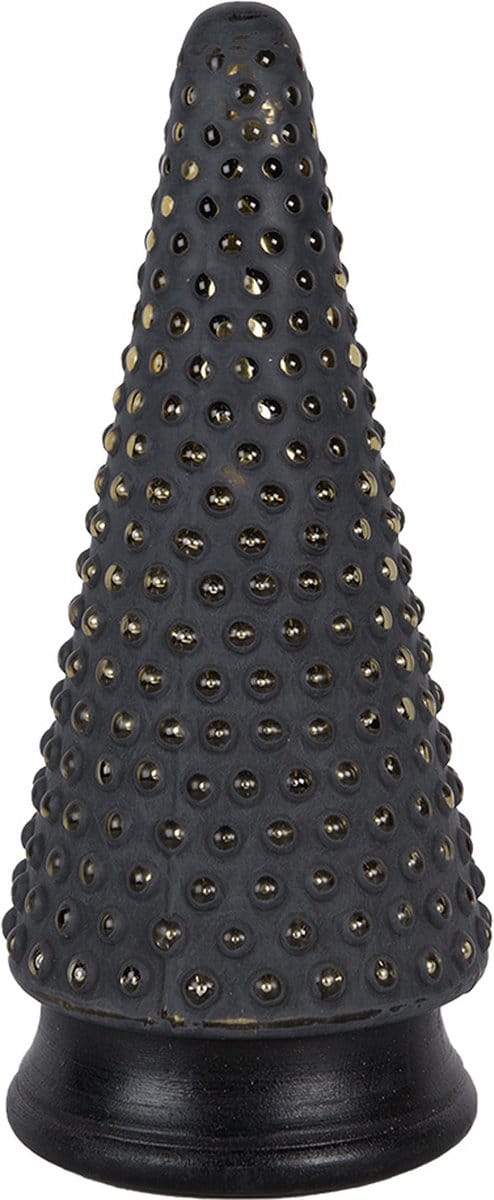 Clayre & Eef Kerstdecoratie Kerstboom Ø 14x31 cm Grijs Goudkleurig Glas