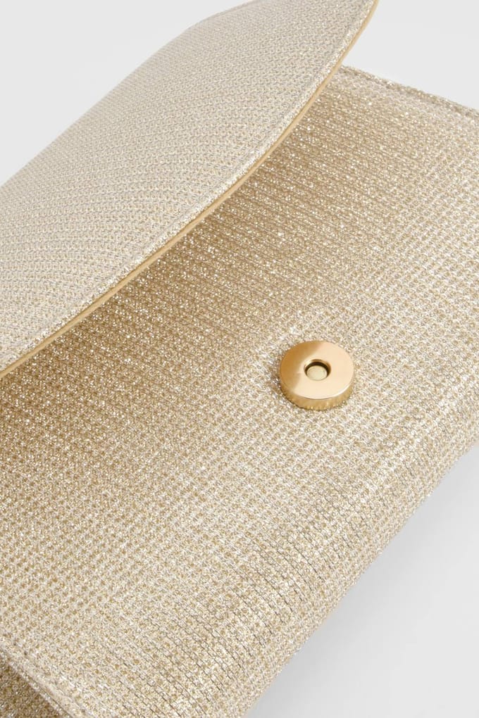 boohoo Dames Gouden Glitter Envelop Clutch Tas | Gold