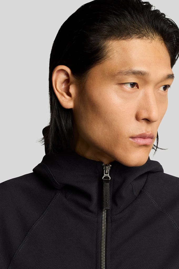 Lyle & Scott Diagonal Interlock Hooded Zip Through Lacquer Maat: S | Hoodies Outlet | Heren | Zwart