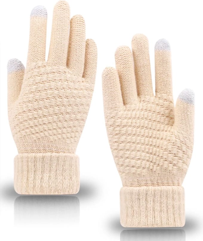 Winter touchscreen handschoenen voor dames - warm gebreid vlechtpatroon