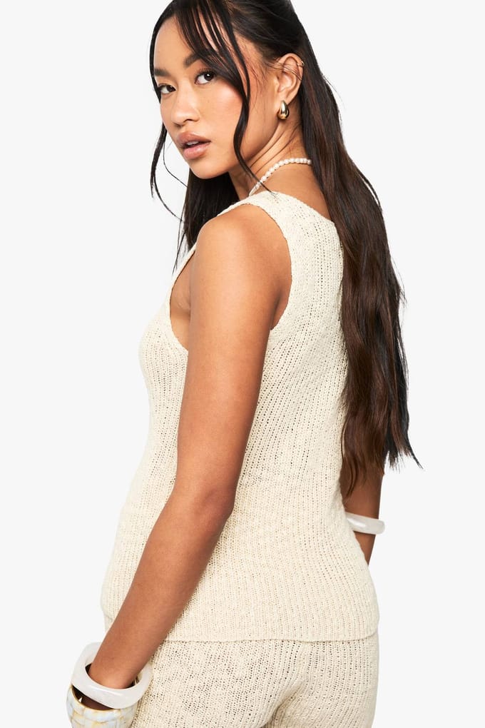 boohoo Dames Gebreide Twistfront Haakvest | Stone | Maat: 8