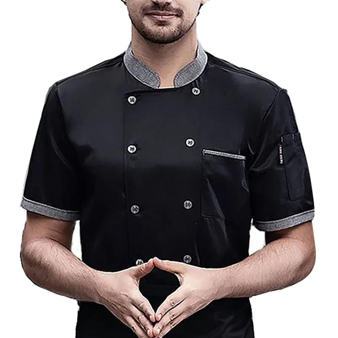 Chef Korte Mouw Ademend Mesh Hittebestendig Knopenontwerp Makkelijk te Wassen Katoen Heren Kokshemd XL