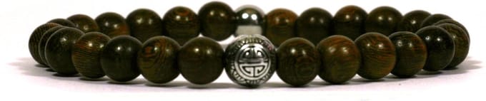 IbizaMen - robles hout 8mm - 925 Zilver kraal - 21cm