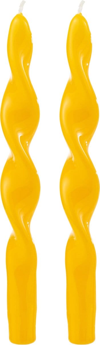 J-Line kaars Gedraaid - geel - 3U - doos van 2