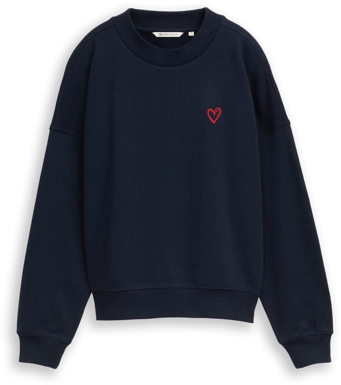 Tom Tailor Denim - Sweatshirt met hartdetail - Maat M - sky captain blue