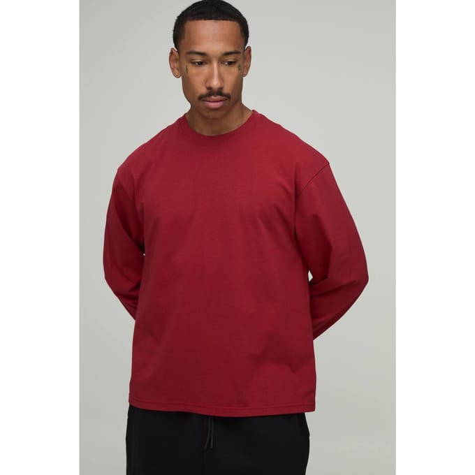 Essentieel Oversized T-shirt Met Lange Mouwen | Red | Size Medium