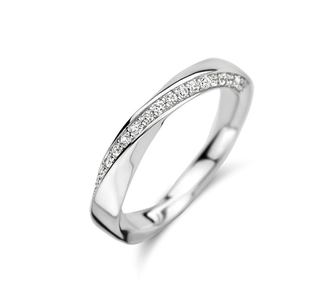Zilver Gerhodineerde Ring zirkonia 1334324 16.50 mm (52)