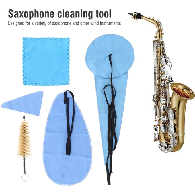 5 Stuks Saxofoon Reinigingsdoekje Mondstukborstel Reinigings- en Onderhoudskit Set gray