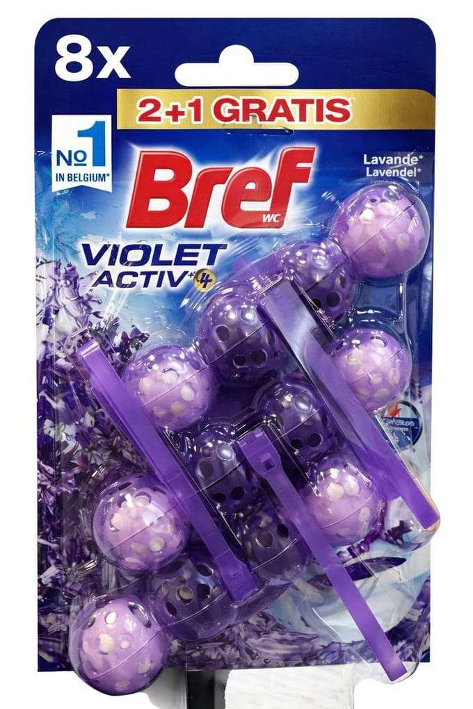 8 x Bref - Toiletblok - Violet Activ - Lavendel - 3x50g