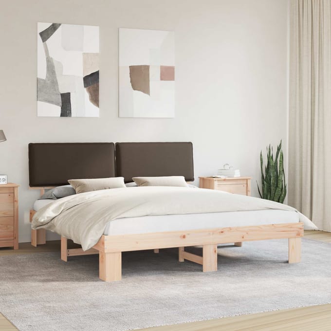 vidaXL - Bedframe - met - Gevoerde - Hoofdbord - Taupe - 200 - x - 200 - cm
