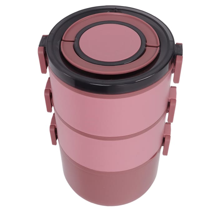 Boîte à déjeuner thermique 2200ml Trois couches Conception de compartiments détachables Portable Acier inoxydable 304 L(for 6.5-9kg) black