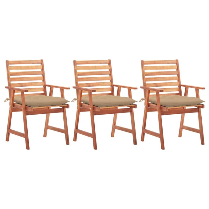 vidaXL - Tuinstoelen - 3 - st - met - kussens - massief - acaciahout