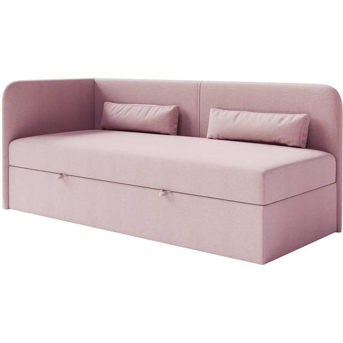 Jeugdbed Cambrils chenille links 90 x 200 cm met opbergruimte | NADUVI Collection