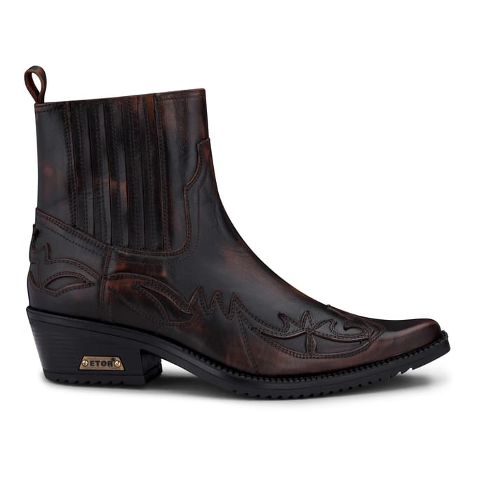 Zwart/bruine Winklepicker cowboy-enkellaarzen voor heren