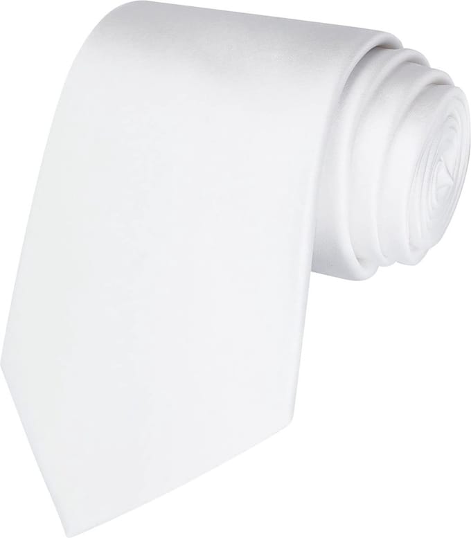 Fako Fashion - Stropdas - Effen - Satijn - 8cm - 145cm - Wit