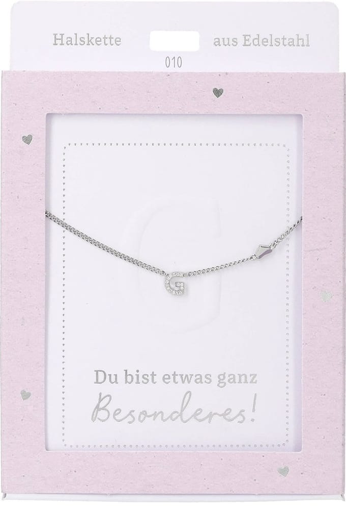 Depesche ketting zilver met letter G en hart hanger cadeau.