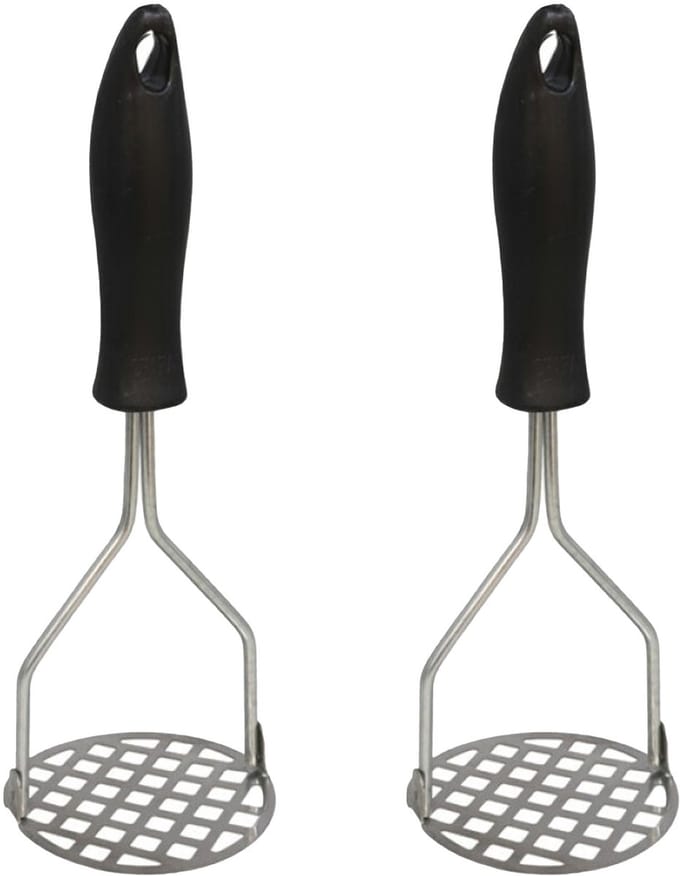Gerimport Aardappelstamper/pureestamper - 2x - kunststof/metaal - keuken gerei - 23 cm
