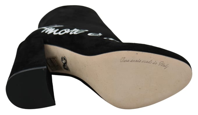 Dolce & Gabbana Black Suede L'Amore E'Bellezza Laars Schoenen