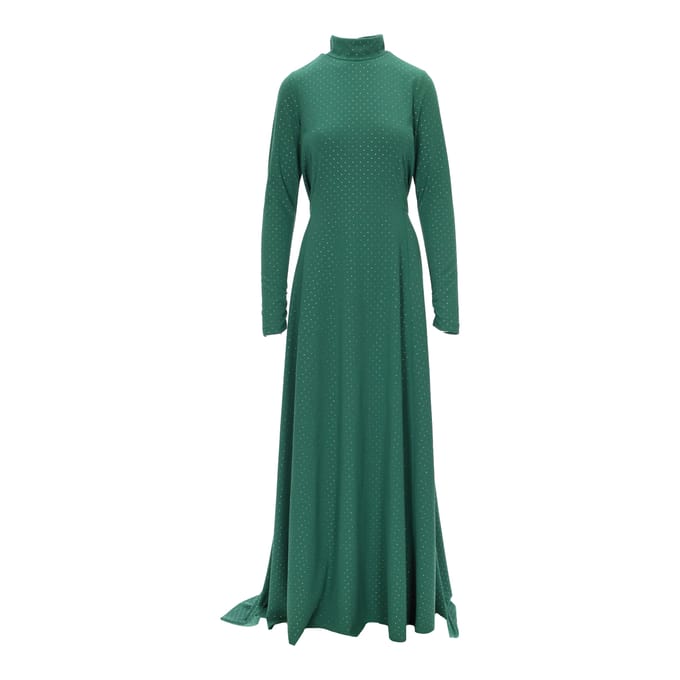 Marc Jacobs groene lange avondjurk met kristallen - jaren 2010