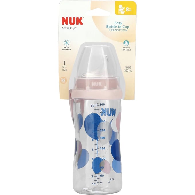 NUK, Gobelet Actif, 8 mois+, rose, 300ml (10 oz) white