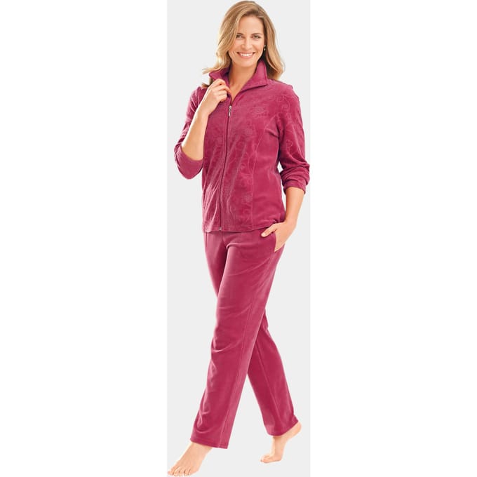Fluweelzacht nicky huisensemble - bessen - Gr. 48 van Goldner Fashion
