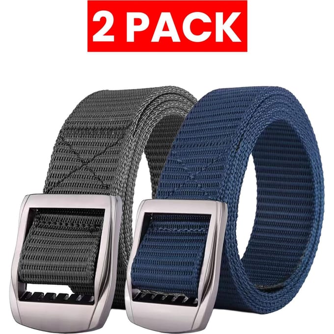 Enzo | 2-Pack Heren Canvas Riemen - Grijs & Marineblauw