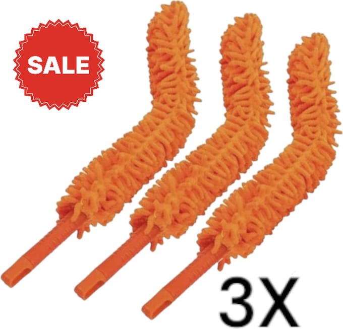 FlexDuster – Flexibele microvezel stoffer, uitwasbaar – Voordeelverpakking 3 stuks – Oranje