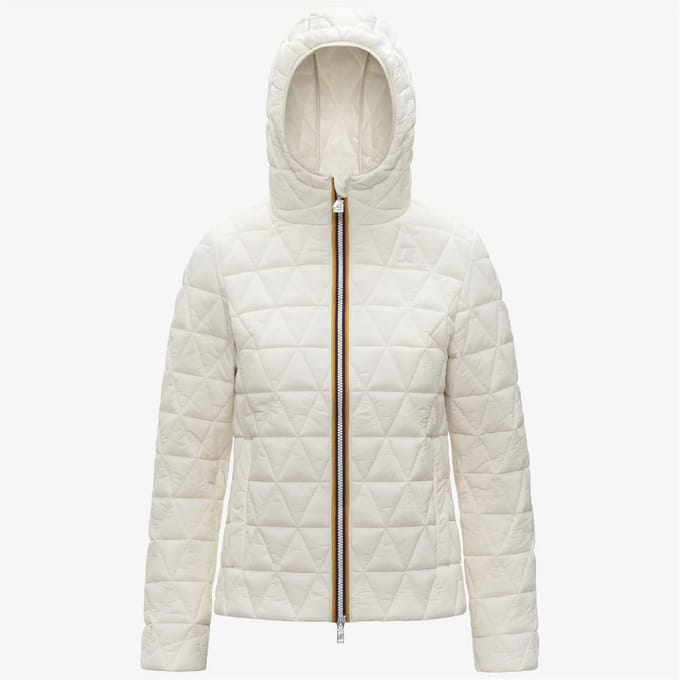 Kort gequilt Jas vrouw Kway lil diamant gewatteerde warm wit met gevoerde capuchon