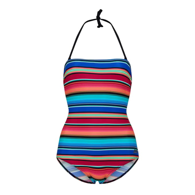 Zoggs Dames Mexicali Gestreepte Strapless Eénstuk Badpak (Multikleur)