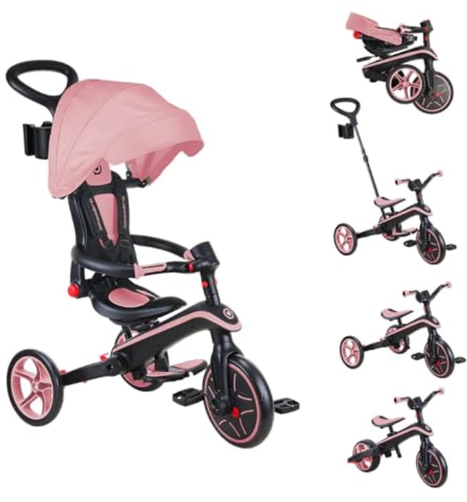 4-in-1 Vouwbare Tricycle voor Peuters - Pastel Roze