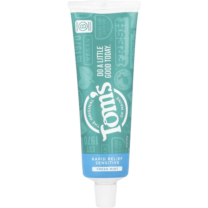 Tom'S Of Maine, Fast Relief Sensitivity Toothpaste, Fluoride Free, Fresh Mint, 113G(4Oz) blue