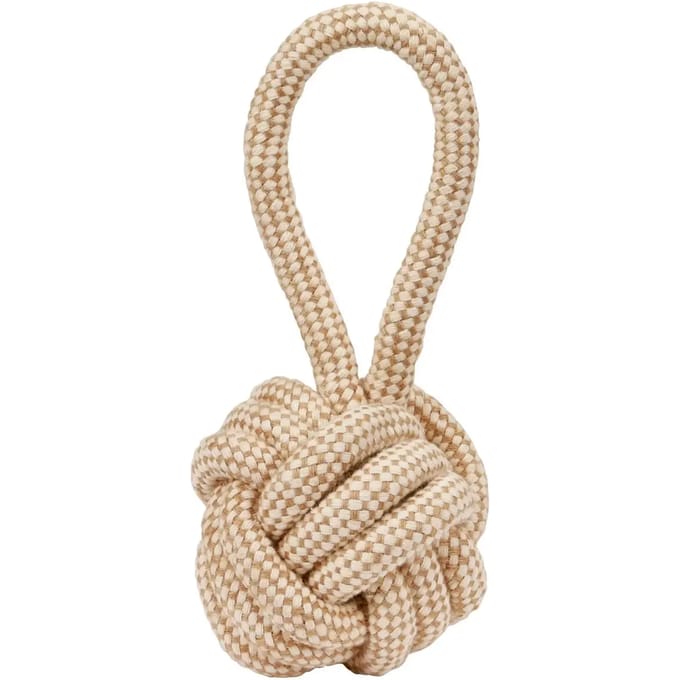 Jute/katoenen hondenbal met touw Kerbl XL
