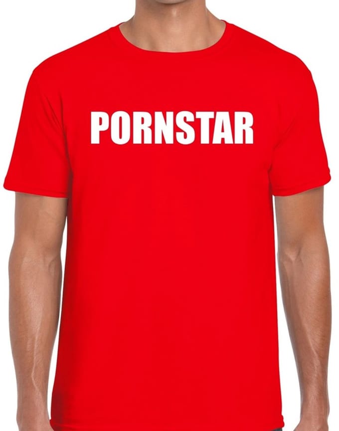 Pornstar tekst t-shirt rood heren L