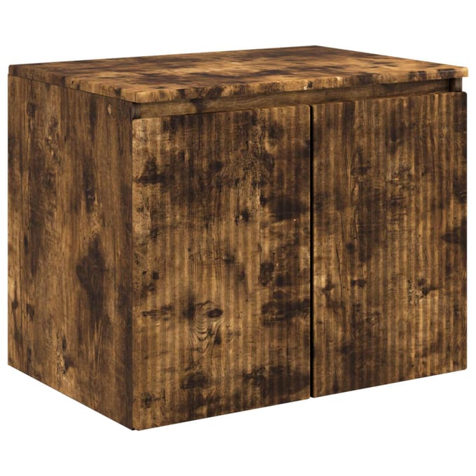 vidaXL - Wandgemonteerde - Badkamerkast - Gerookt - eiken - 62,5 - x - 44,5 - x - 50 - cm