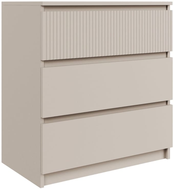 Selsey Sandia – Commode met drie lades en geribbelde front in cashmeregrijs, 70 cm