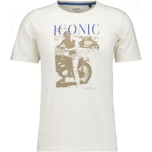 Ragman T-Shirt Iconic Graphic Cotton Round Neck Ecru / male