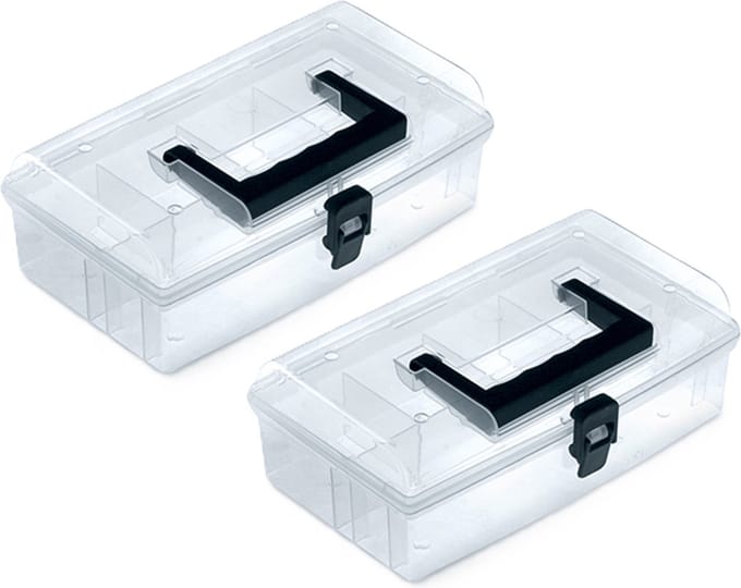 Kistenberg Sorteerbox koffer - 2x - 5 vaks - kunststof - transparant - 24 x 15 x 8.5 cm