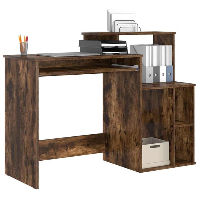 vidaXL - Bureau - Rook - Eiken - 120,5 - x - 44 - x - 88,5 - cm - Bewerkt - hout