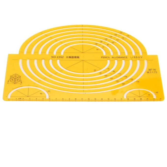 Modèle de dessin architectural multifonctionnel et durable, règle géométrique creuse (4352) yellow