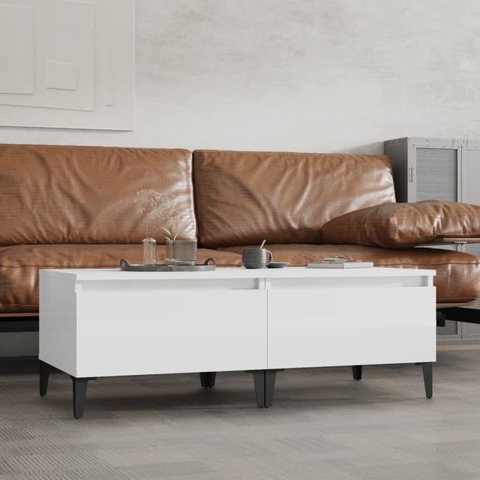 vidaXL - Bijzettafels - 2 - st - 50x46x35 - cm - bewerkt - hout - hoogglans - wit