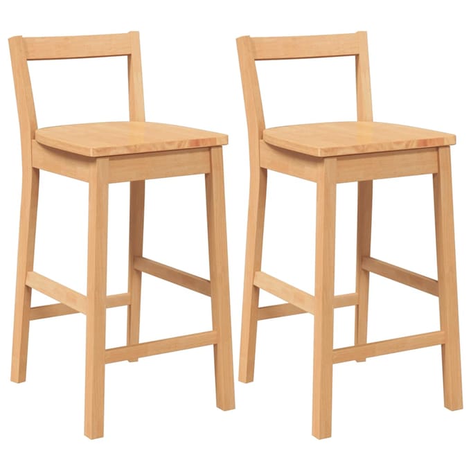 vidaXL - Barkrukken - 2 - stuks - natuurlijk - massief - hout - rubber