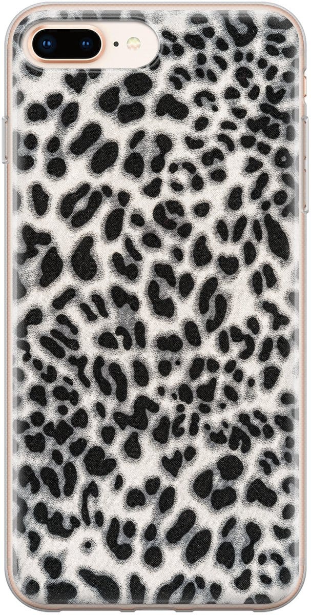 Leuke Telefoonhoesjes - Geschikt voor iPhone 8 Plus - Luipaard grijs - Soft case - TPU - Grijs