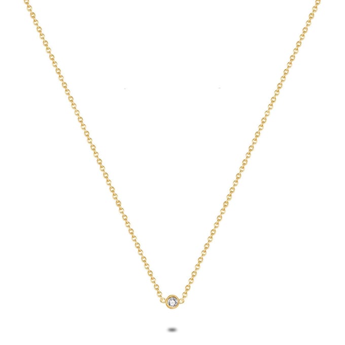 Twice As Nice Halsketting in goudkleurig edelstaal, 1 kristal, 4 mm 40cm+5cm