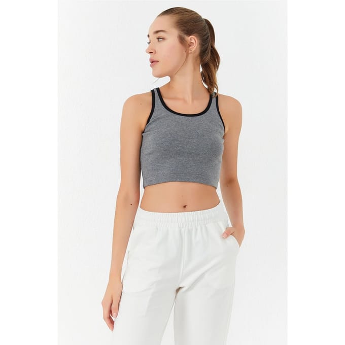 Geribbelde Mouwloze Crop Top