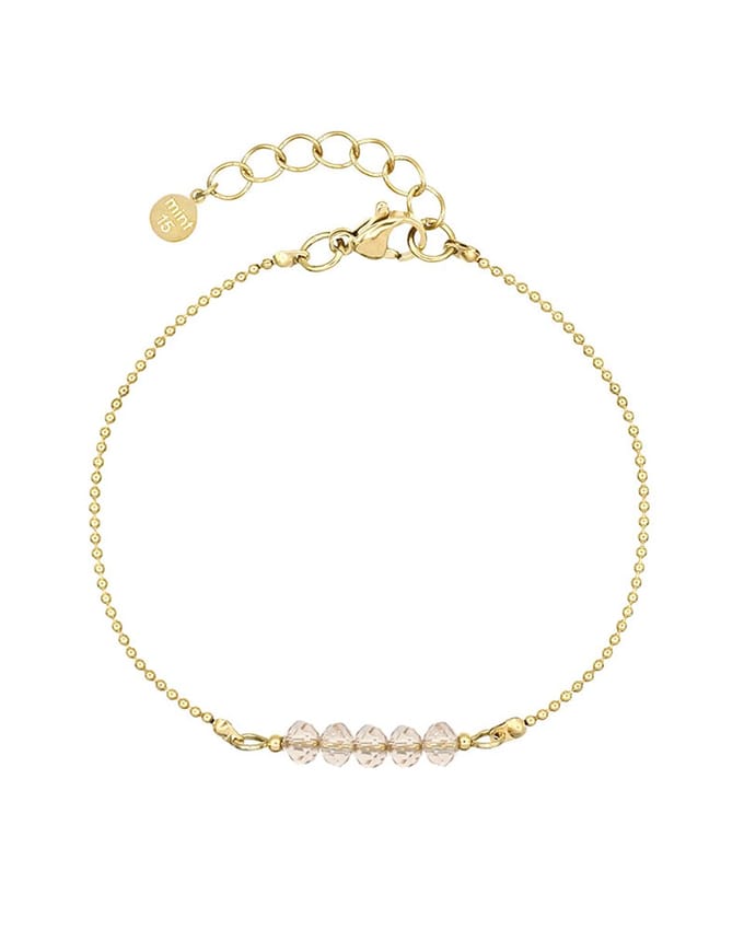 Mint15 Armband 'Little Sparkles' - Champagne - Goudkleur RVS/Stainless Steel