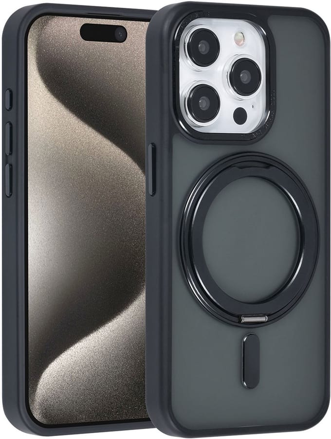 UNIQ Accessory Back Cover - Apple iPhone 15 Pro - Zwart - MagSafe-compatibel met kickstand