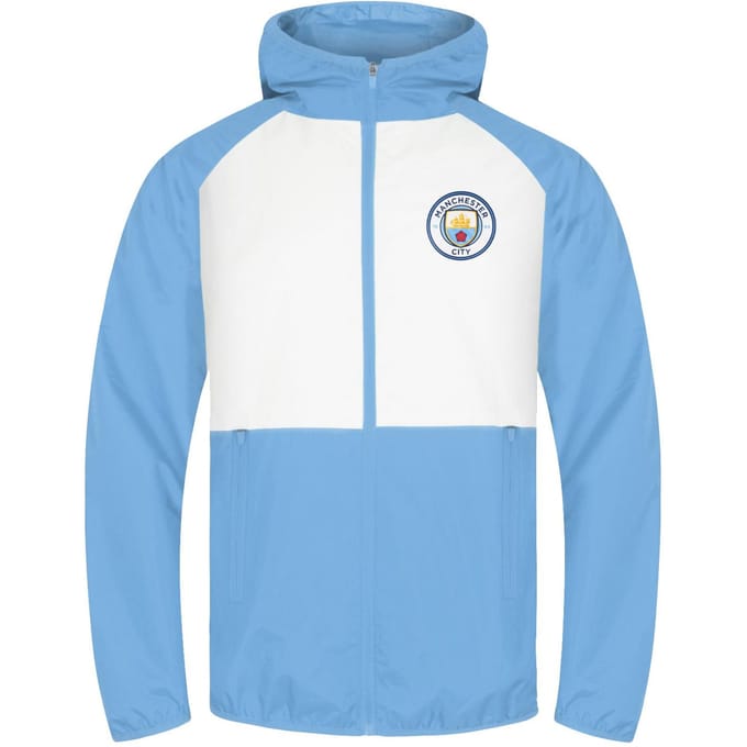 Manchester City FC Mens Crest Raglan Windbreaker S white